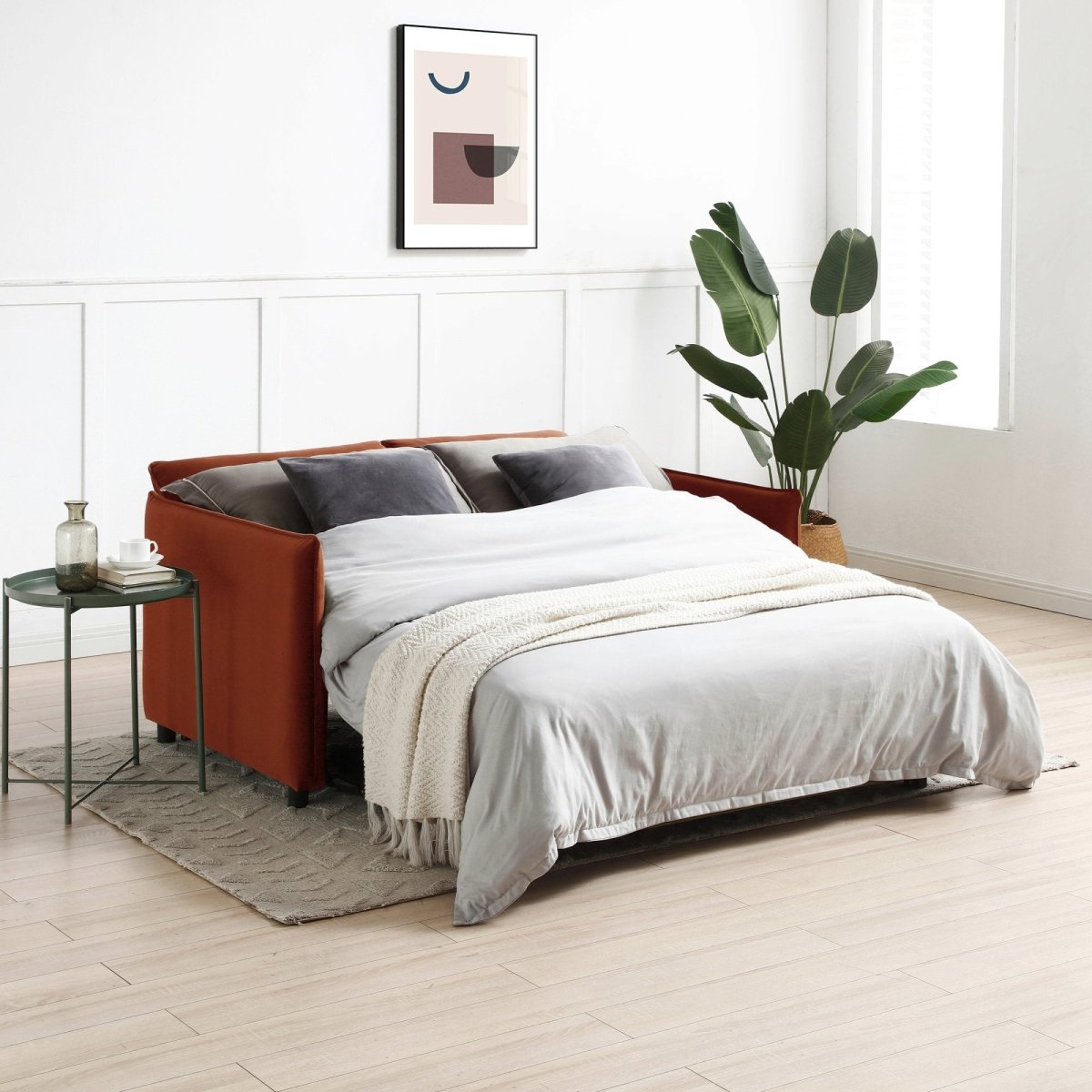 Claire Plush Velvet Burnt Orange Sofa Bed - Pendle Village Furniture