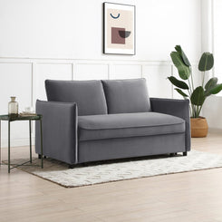 Claire Plush Velvet Grey Sofa Bed - Pendle Village Furniture