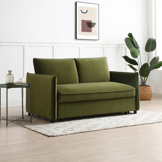 Claire Plush Velvet Olive Sofa Bed - Pendle Village Furniture