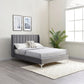 Athena Grey Velvet Bed with stitched headboard and brass silver legs. Available in King and Super King. Modern, elegant, and built for long-lasting comfort.