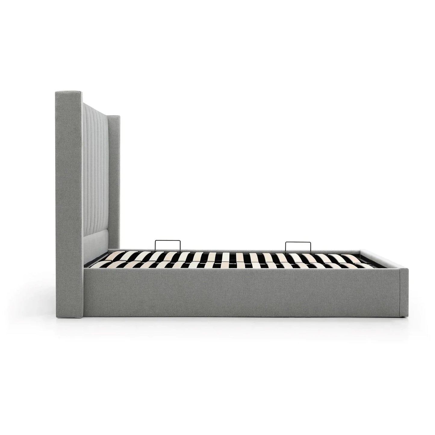 Linear Neptune Grey Faux Wool Multi Lift Super King Ottoman Bed