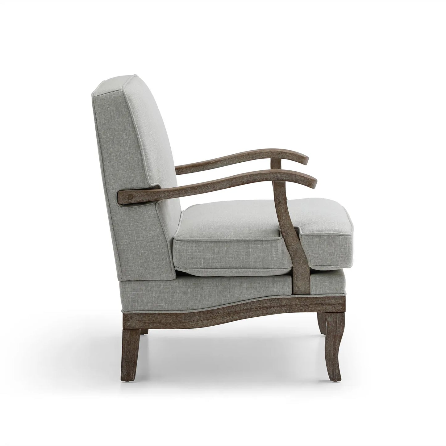 Hastings Traditional Wooden Armchair in Cream Linen or Natural Stripe - Pendle Village Furniture