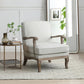 Hastings Traditional Wooden Armchair in Cream Linen or Natural Stripe - Pendle Village Furniture