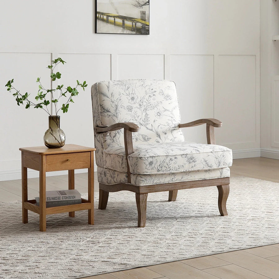 Hastings Traditional Wooden Armchair in Meadow Print Natural