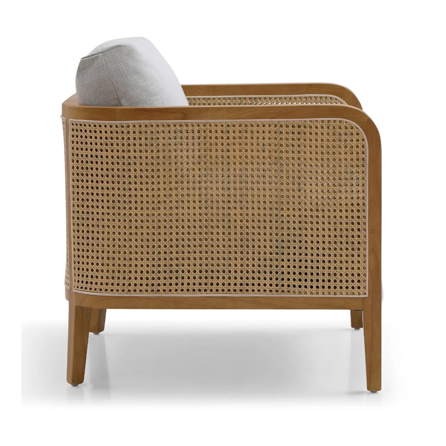 Aurora Cream Rattan Armchair with Linen Seat - Pendle Village Furniture