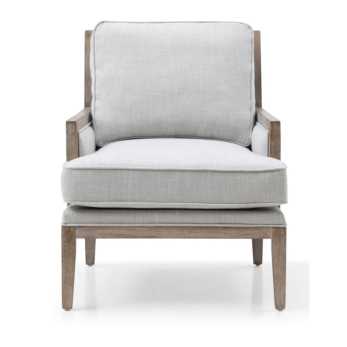 Clara Cream Linen Armchair with Washed Oak Frame - Pendle Village Furniture