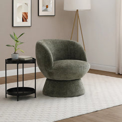 Daisy Olive Chenille Fabric Swivel Chair - Pendle Village Furniture