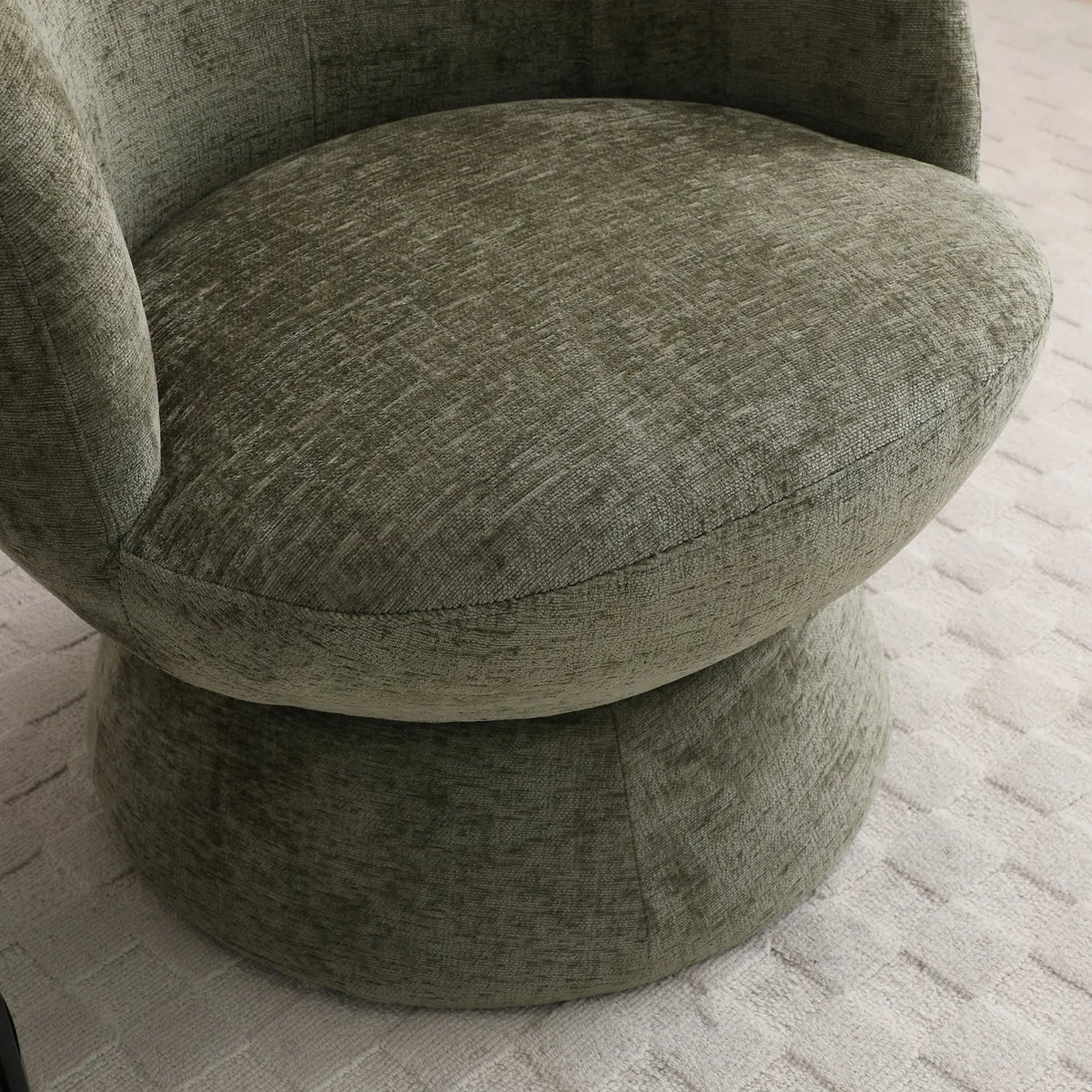 Daisy Olive Chenille Fabric Swivel Chair - Pendle Village Furniture