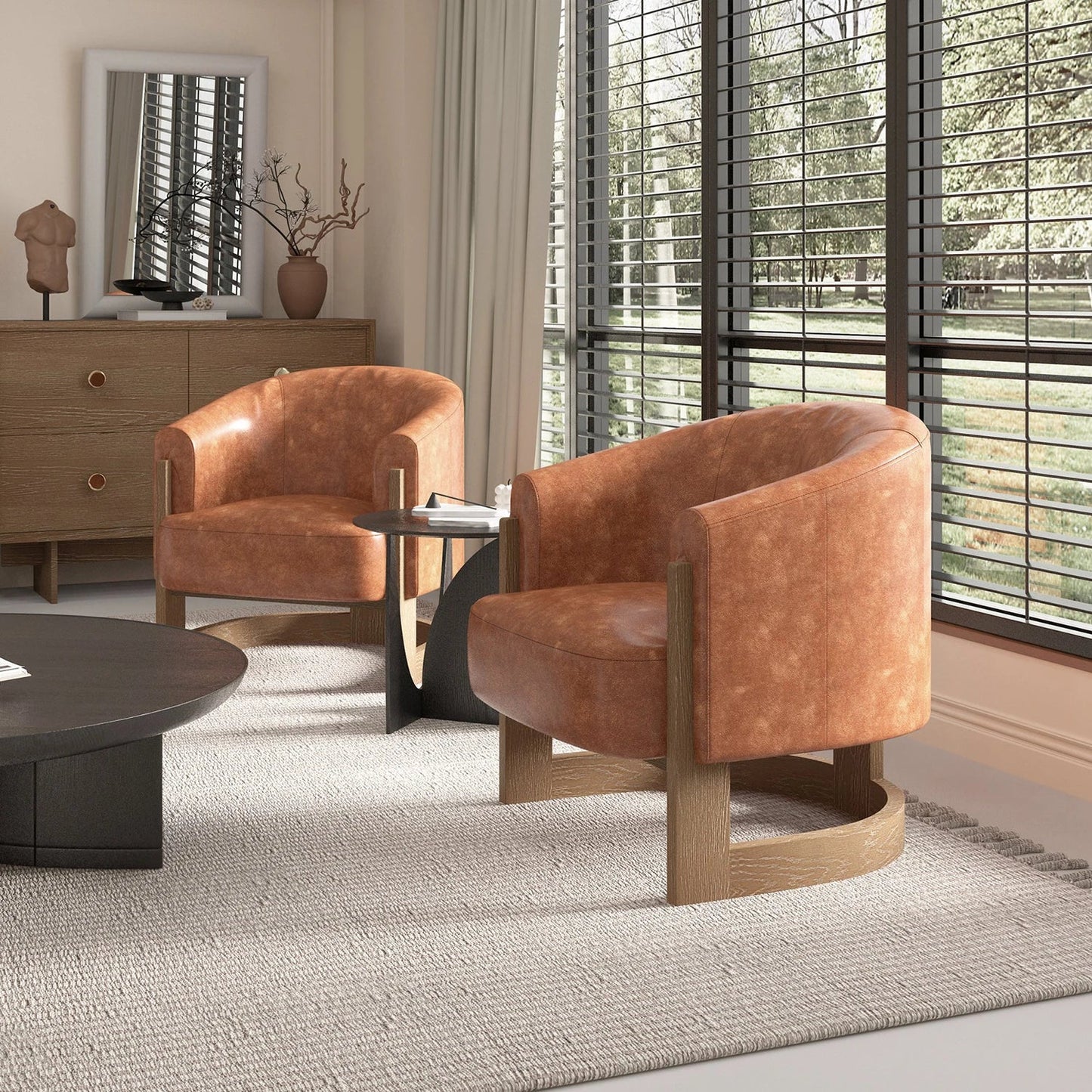 Nox Tan Split Leather Accent Chair - Pendle Village Furniture