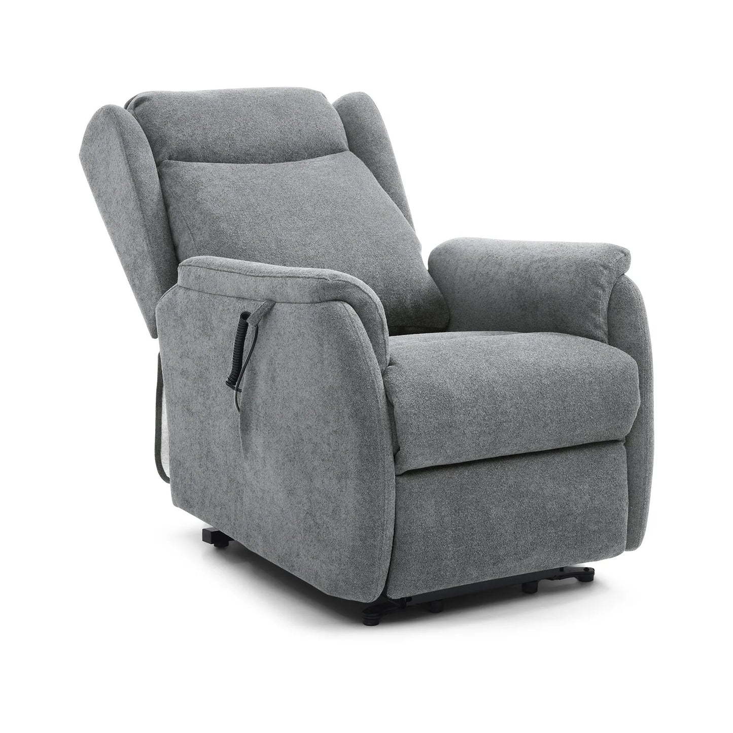 Finn Grey Fabric Dual Motor Rise Recline Chair - Pendle Village Furniture