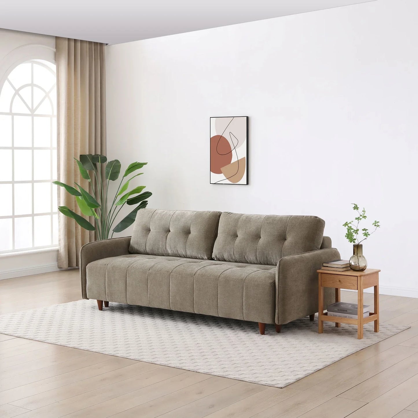 Jaxx Washed Olive Chenille 3 Seater Sofabed - Pendle Village Furniture
