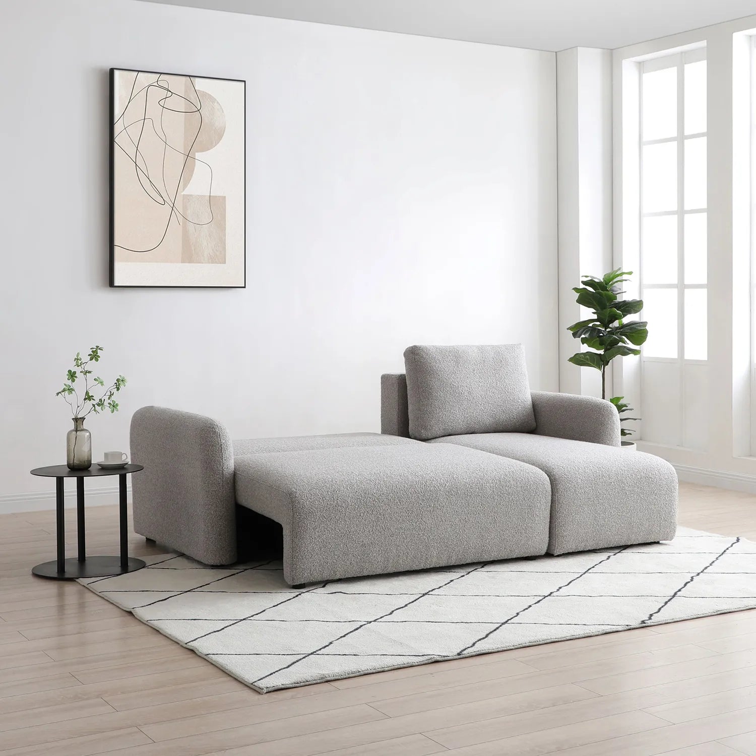 Bloom Natural Boucle Fabric Corner Sofa Bed - Pendle Village Furniture