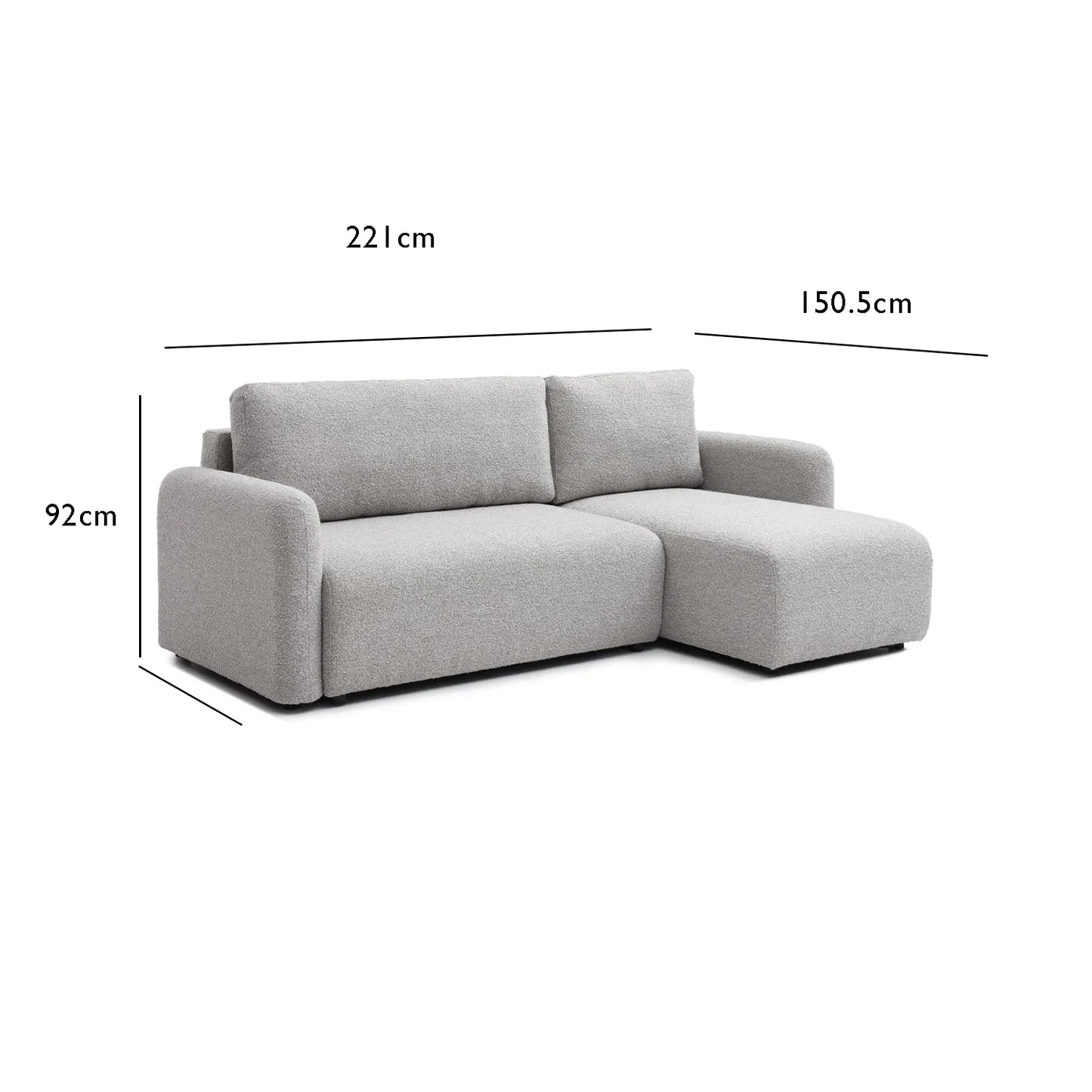 Bloom Natural Boucle Fabric Corner Sofa Bed - Pendle Village Furniture
