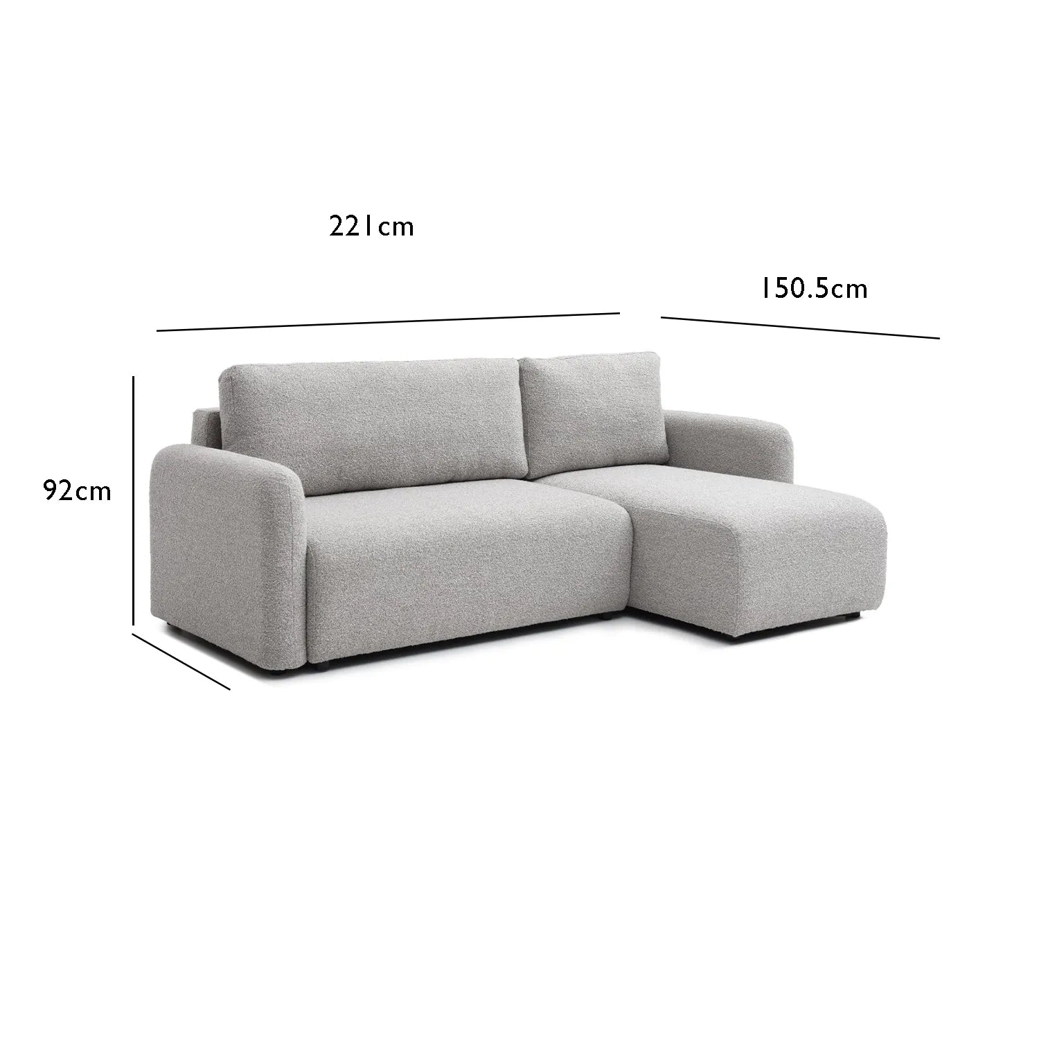 Bloom Natural Boucle Fabric Corner Sofa Bed - Pendle Village Furniture