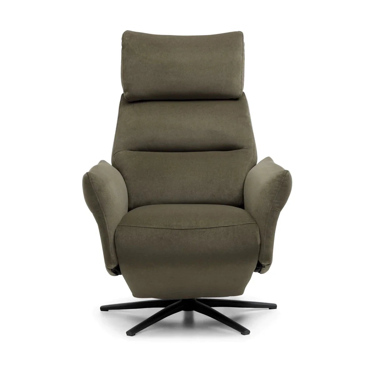 Bury washed olive electric recliner chair with swivel black base