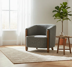 Lilian Tub Chair in Olive Chunky Textured Boucle - Pendle Village Furniture