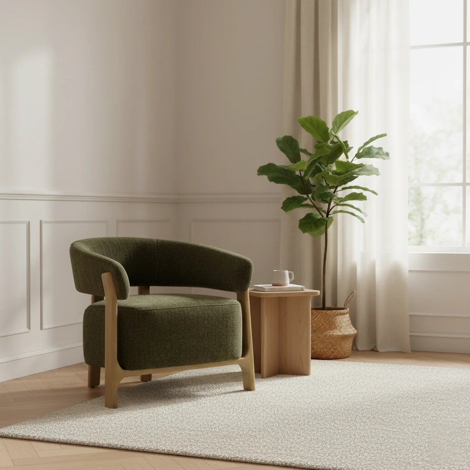 Amos Olive Chenille Accent Chair - Pendle Village Furniture