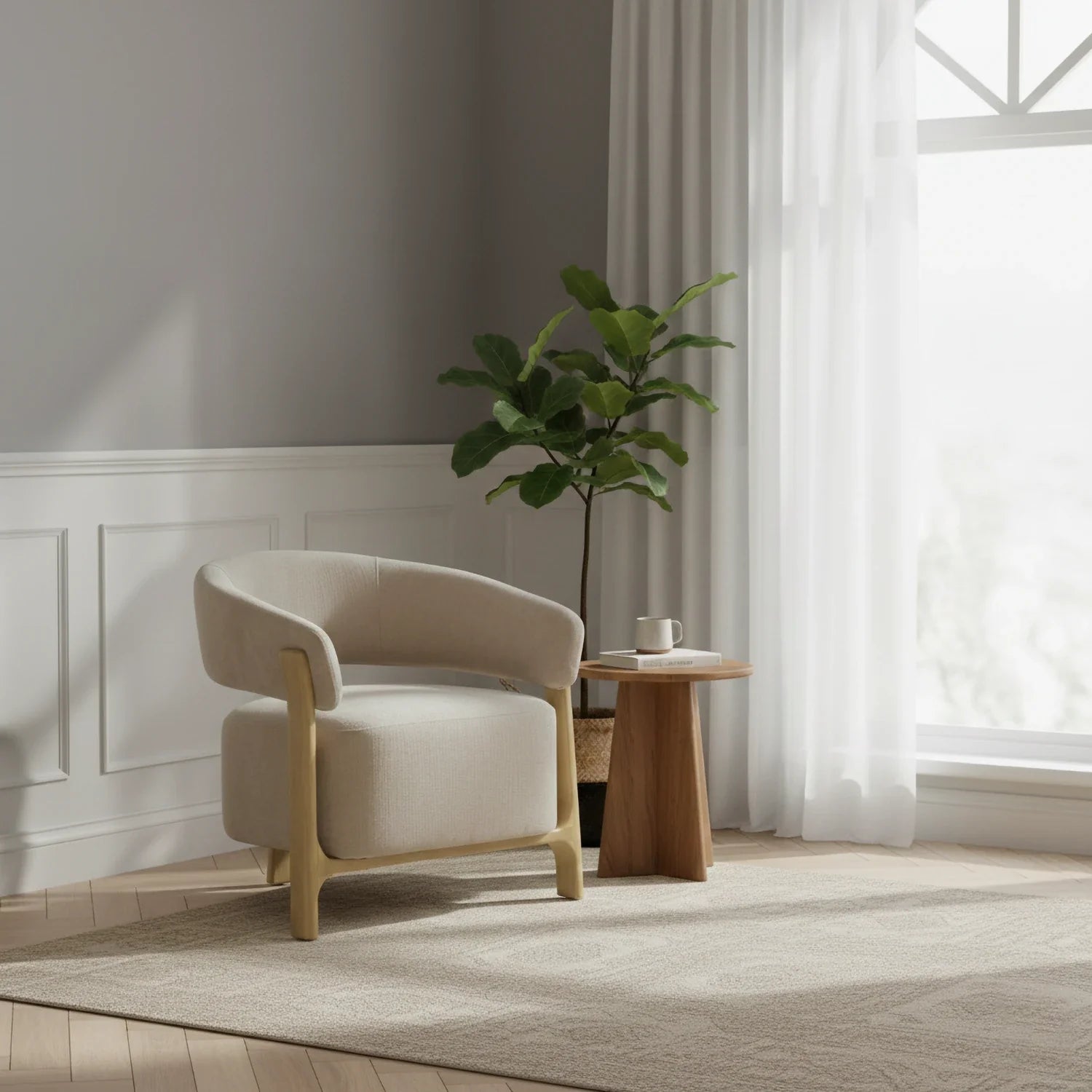 Amos Taupe Chenille Accent Chair - Pendle Village Furniture