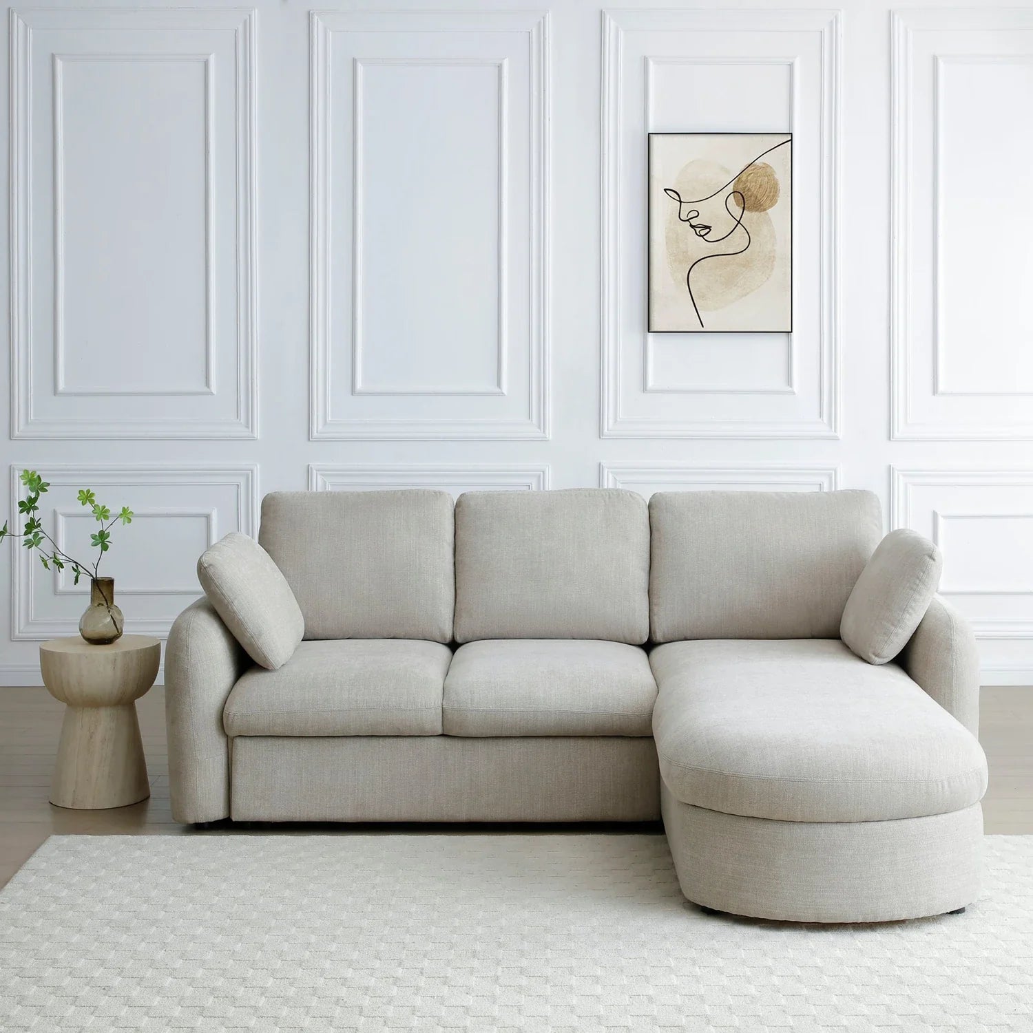 Mayfair Taupe Chenille Corner Sofa Bed RHF Chaise with Storage - Pendle Village Furniture