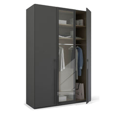 Kacey 151cm 3 Door Wardrobe With Middle Glass Door 