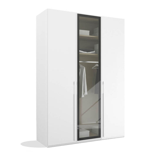 Kacey 151cm 3 Door Wardrobe With Middle Glass Door 