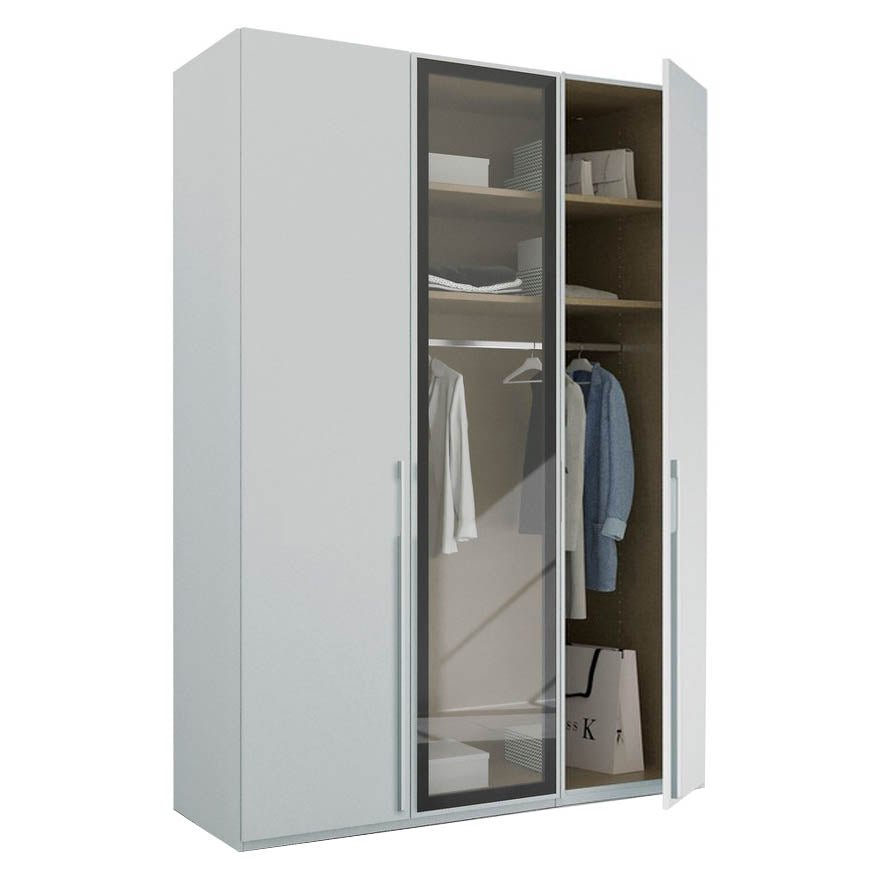 Kacey 151cm 3 Door Wardrobe With Middle Glass Door 