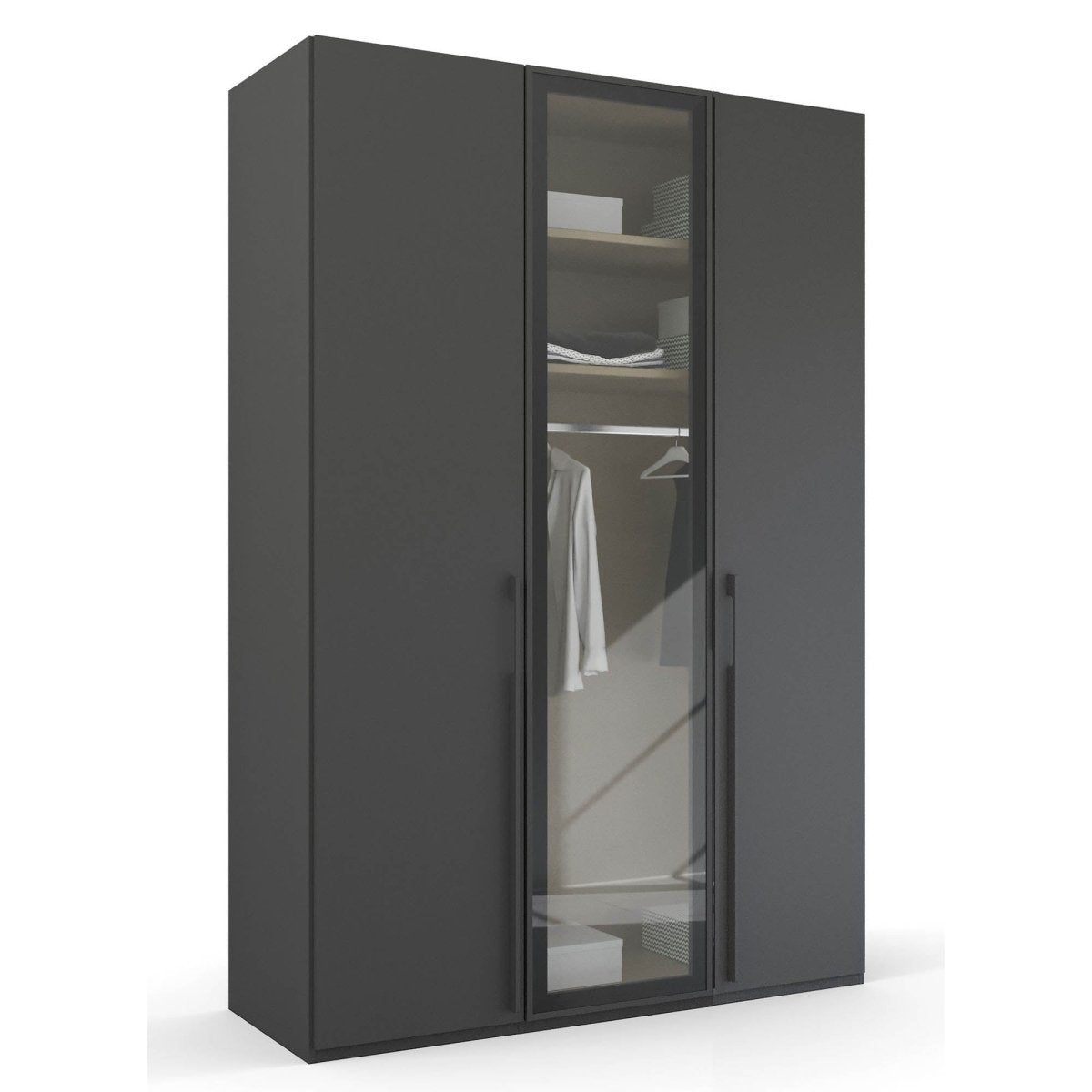 Kacey 151cm 3 Door Wardrobe With Middle Glass Door 