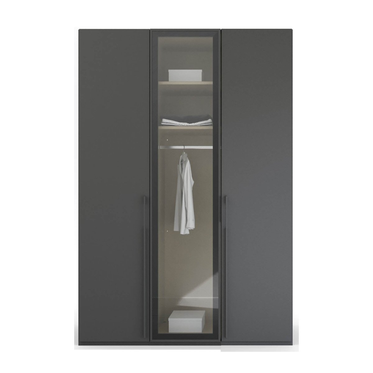 Kacey 151cm 3 Door Wardrobe With Middle Glass Door 