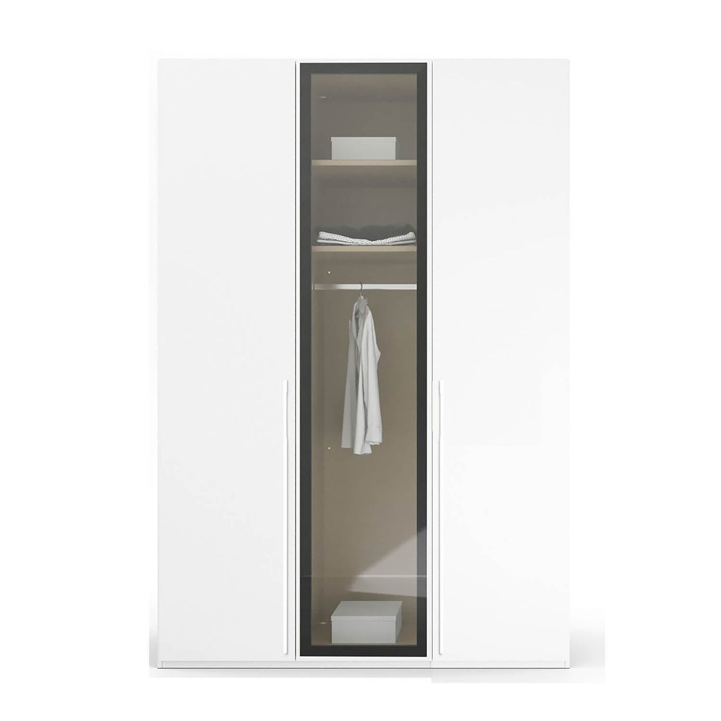 Kacey 151cm 3 Door Wardrobe With Middle Glass Door 