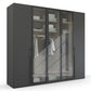 Kacey 251cm 5 Door Wardrobe 3 Glass Doors