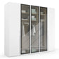 Kacey 251cm 5 Door Wardrobe 3 Glass Doors 