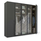 Kacey 251cm 5 Door Wardrobe 3 Glass Doors 