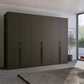 Kacey Pure 6 Door 301cm Wide Wardrobe in Graphite - Styled in a Bedroom