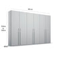 Kacey Pure 6 Door 301cm Wide Wardrobe in Silk Grey - Dimensions