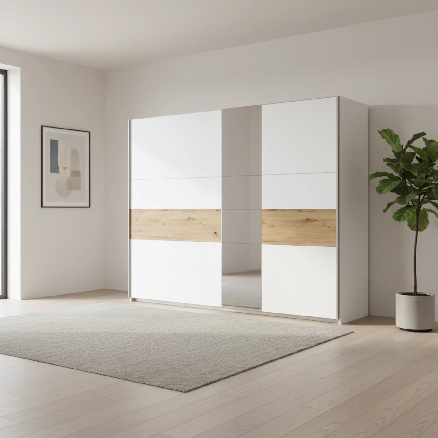 Kadenbach White & Artisan Oak Sliding Door Wardrobe 261cm