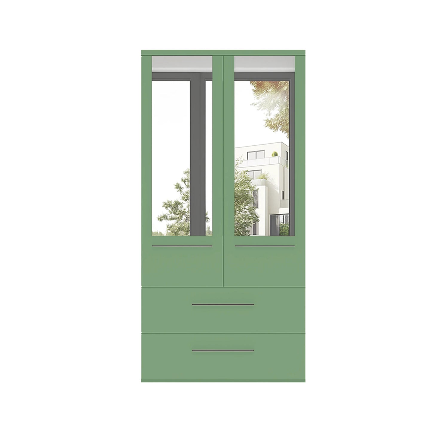 Kairns 100cm Sage Green 2 Door Hinged Wardrobe with Drawers
