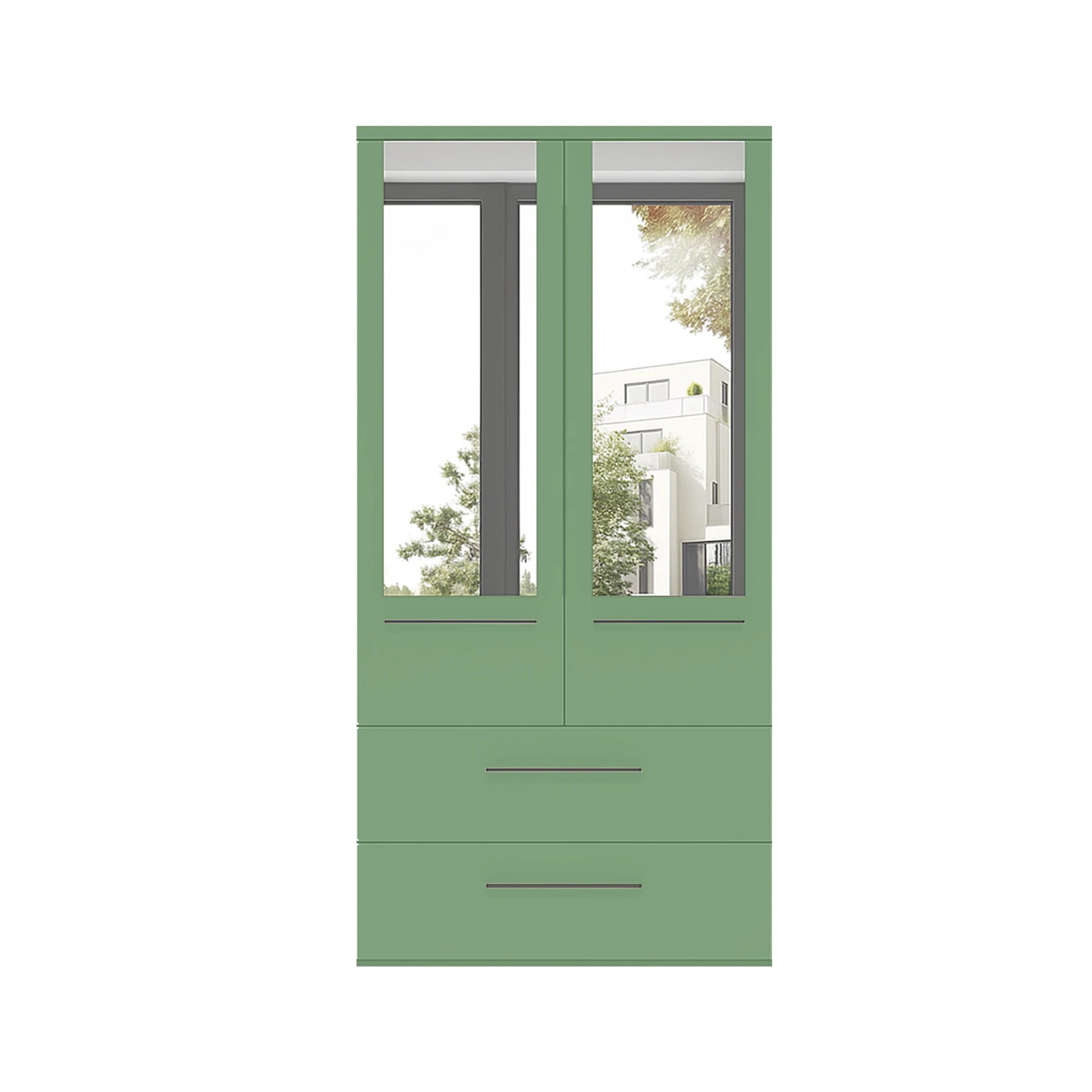 Kairns 100cm Sage Green 2 Door Hinged Wardrobe with Drawers