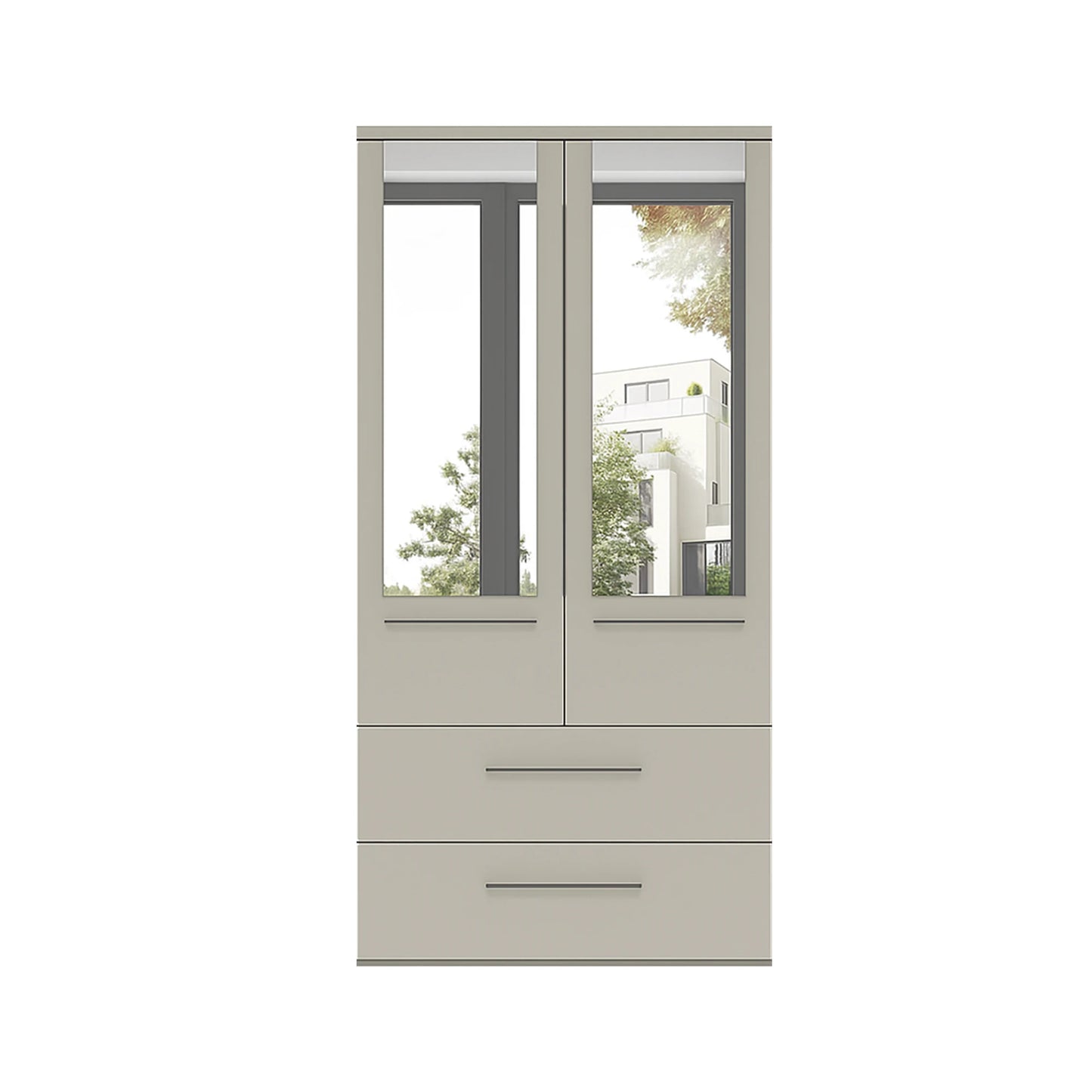 Kairns 100cm Pebble Grey 2 Door Hinged Wardrobe with Drawers
