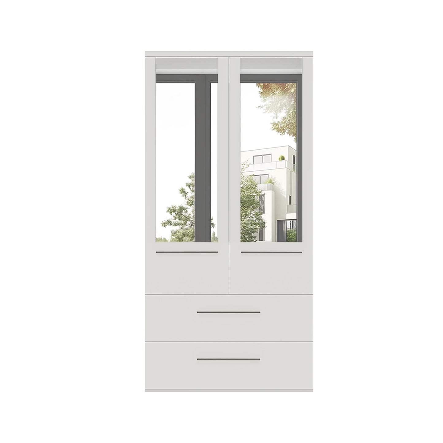 Kairns 100cm White 2 Door Hinged Wardrobe with Drawers