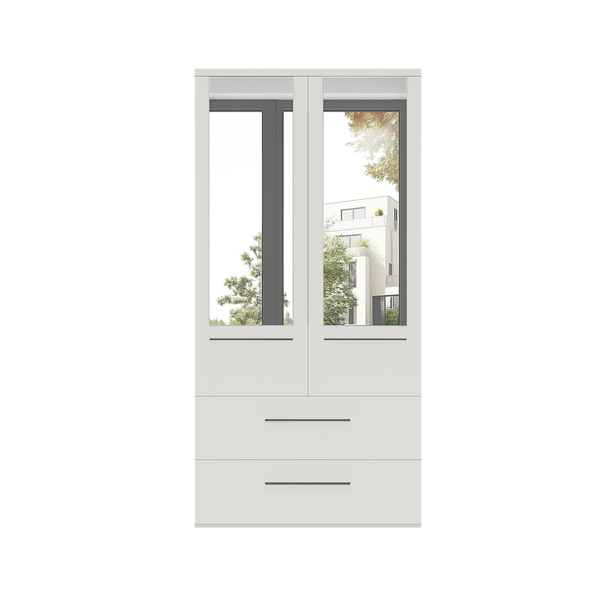 Kairns 100cm White 2 Door Hinged Wardrobe with Drawers