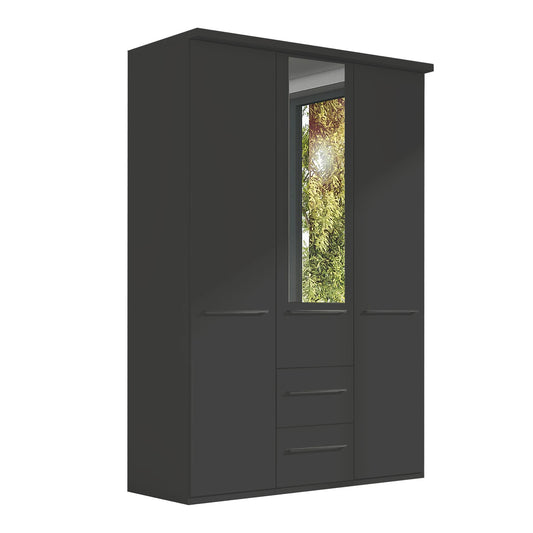 Kairns Graphite 3 Door Hinged Wardrobe (W150cm) With Mirror