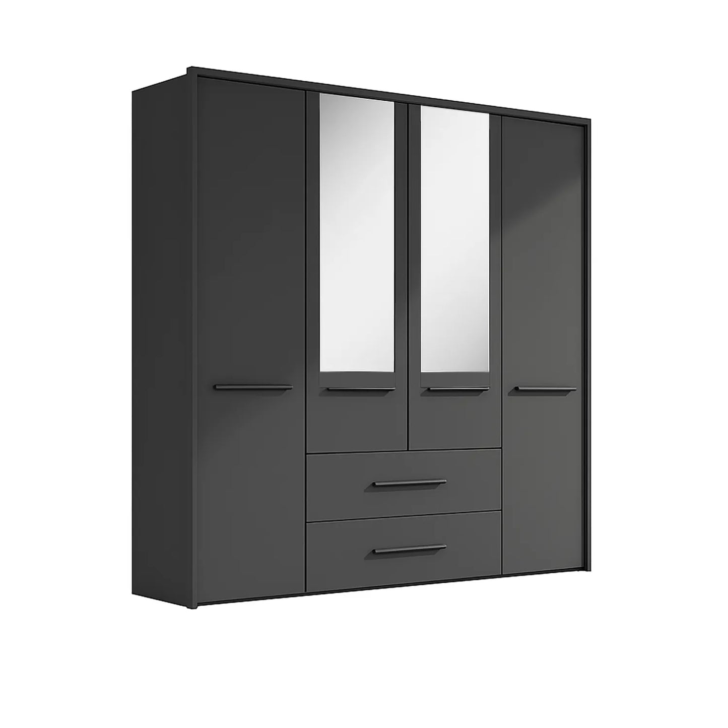 Kairns Graphite 4 Door Hinged Wardrobe (W200cm) With Mirror