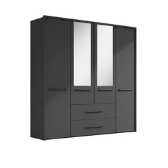 Kairns Graphite 4 Door Hinged Wardrobe (W200cm) With Mirror