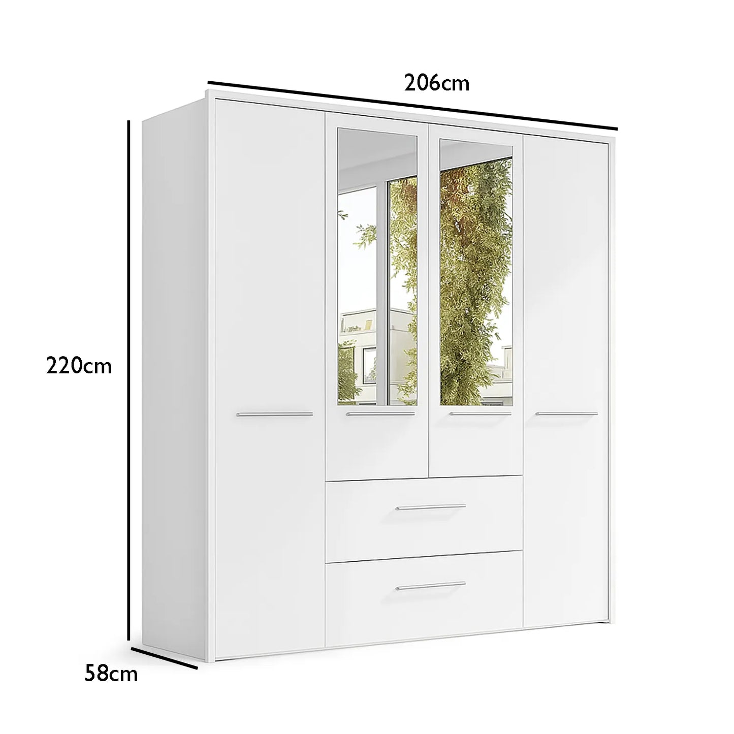 Kairns 200cm Graphite 4 Door Hinged Wardrobe with Drawers