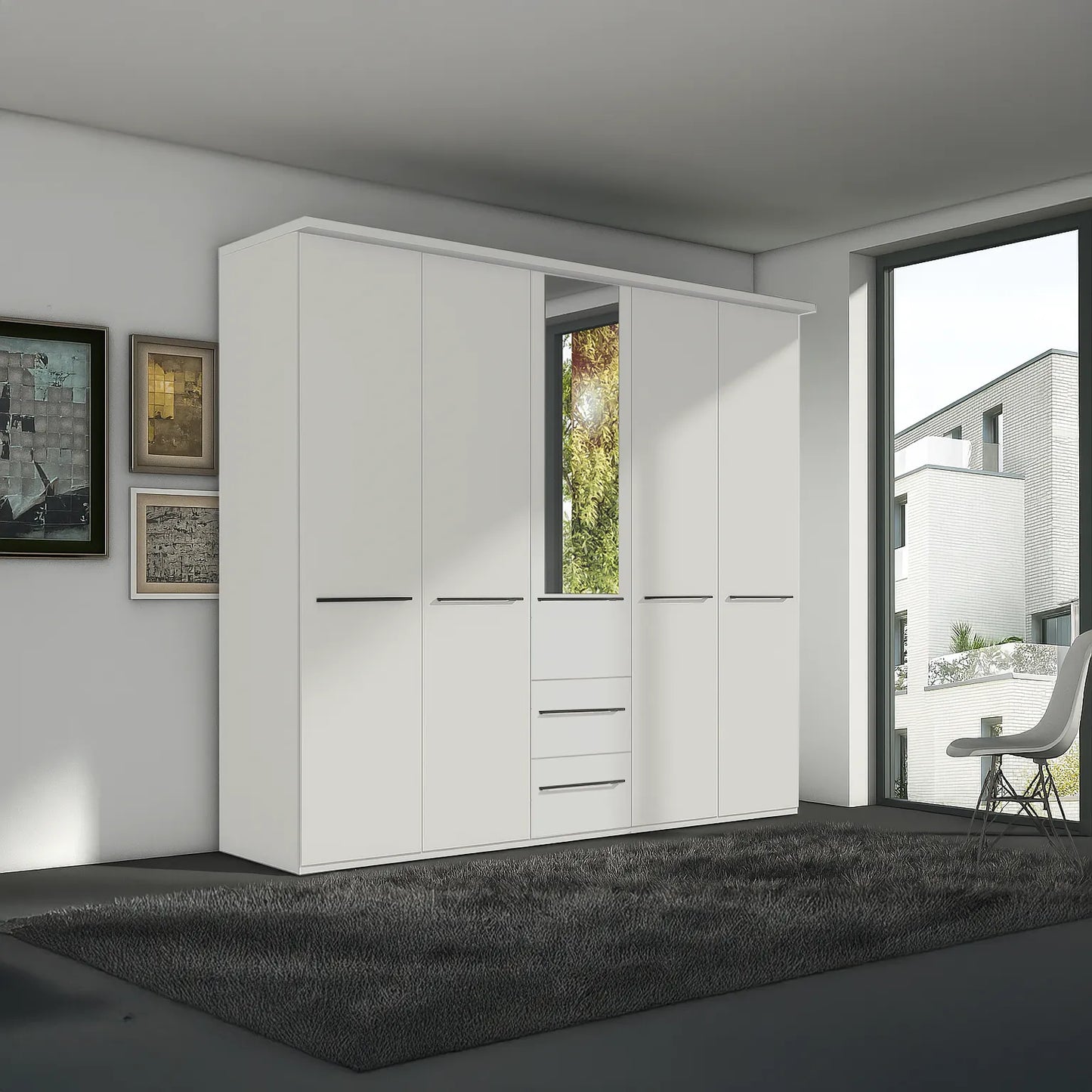 Kairns 200cm Graphite 4 Door Hinged Wardrobe with Drawers