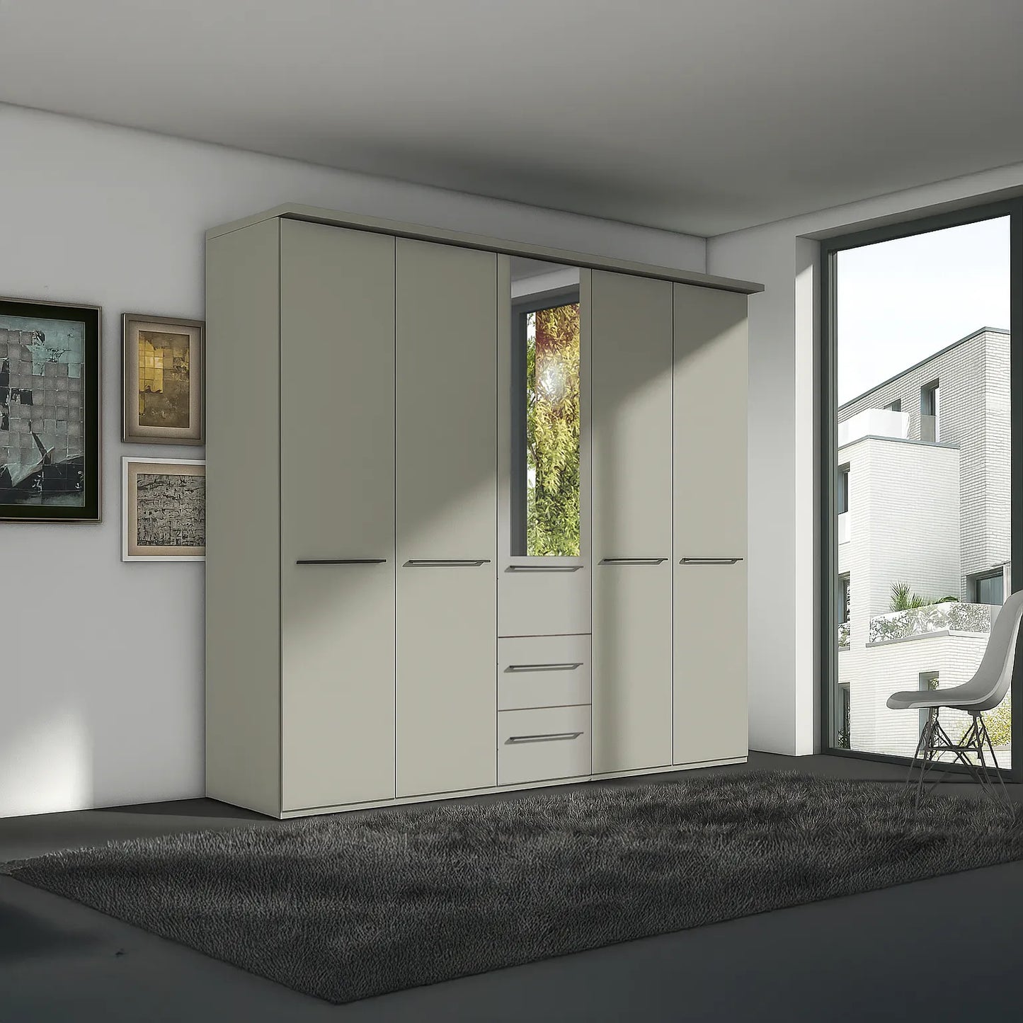 Kairns 200cm Graphite 4 Door Hinged Wardrobe with Drawers