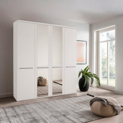 Cairns White 4 Door Hinged Wardrobe (W200cm) With Mirror - Styled in Bedroom