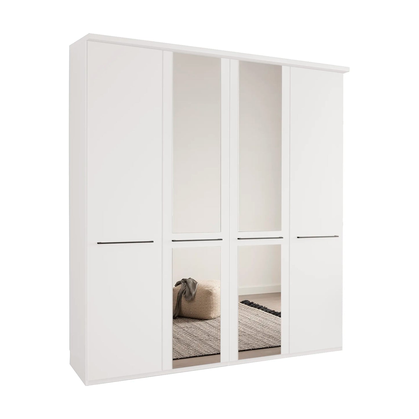 Cairns White 4 Door Hinged Wardrobe (W200cm) With Mirror
