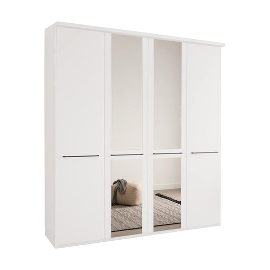 Cairns White 4 Door Hinged Wardrobe (W200cm) With Mirror