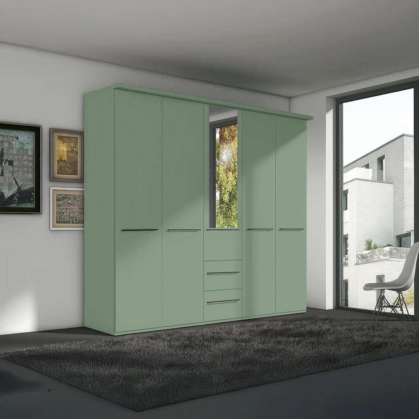 Kairns 200cm Graphite 4 Door Hinged Wardrobe with Drawers